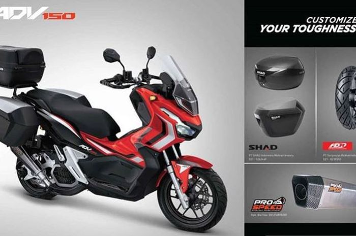 Honda ADV150 sudah ada knalpot dan box aftermarketnya dari Prospeed dan SHAD