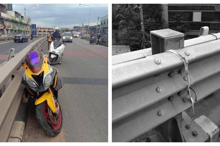 Bikers BMW S1000RR tewas mengenaskan dengan kepala putus usai kecelakaan di Flyover