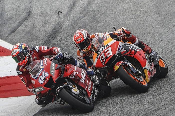 Pertarungan ketat antara Andrea Dovizioso dan Marc Marquez di MotoGP Austria 2019
