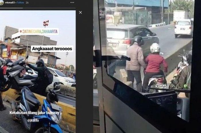 Pemotor angkat motor Yamaha NMAX hindari tilang lewat jalur TransJakarta