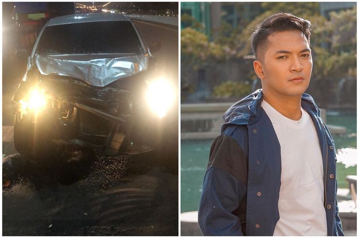 Penyanyi sekaligus aktor Ihsan Tarore alami  kecelakaan yang menyebabkan mobilnya ambyar