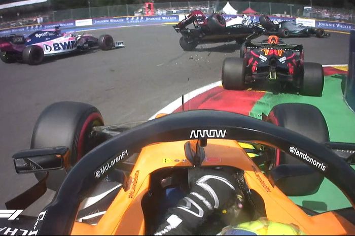 Crash di lap dan tikungan pertama F1 Belgia 2019