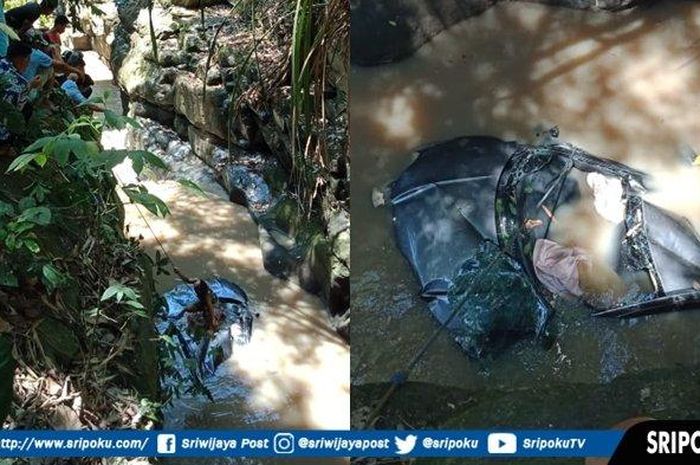 Honda HR-V terjun ke jurang danhampir tenggelam di kali