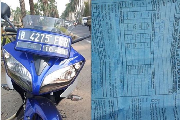 Ilustrasi Yamaha R15 kena tilang gara-gara lampu nyala satu