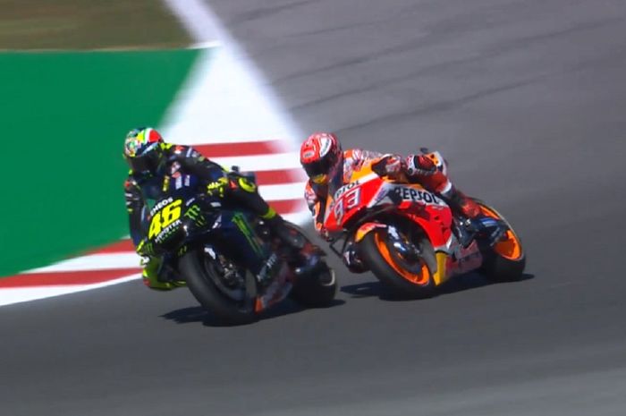 Marc Marquez dan Valentino Rossi nyaris tabrakan di kualifikasi MotoGP San Marino 2019