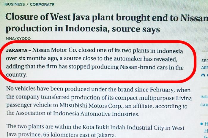 Artikel yang viral, Nissan dikabarkan tutup pabriknya di Indonesia. Apakah betul?