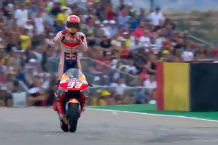 Selebrasi Marc Marquez di MotoGP Aragon 2019