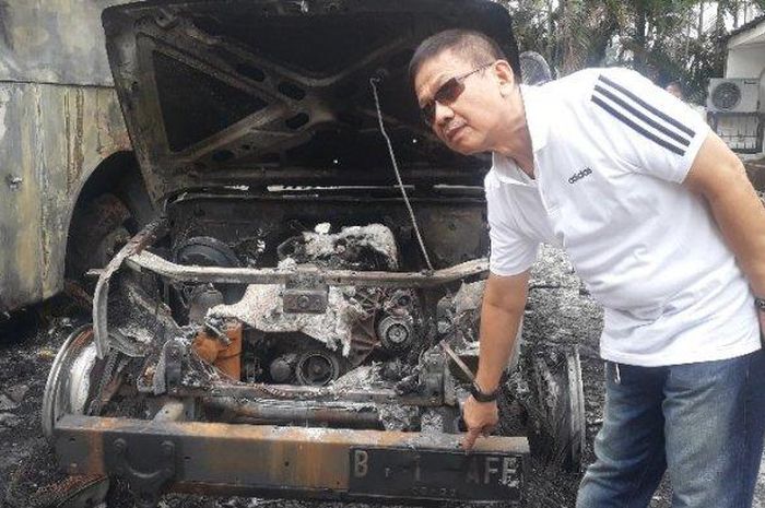 Wakil Ketua Umum Komite Olahraga Nasional Indonesia (KONI) DKI Didi O Affandy, pemilik mobil Rubicon yang terbakar di Lapangan Tembak Senayan, Rabu (25/9/2019).
