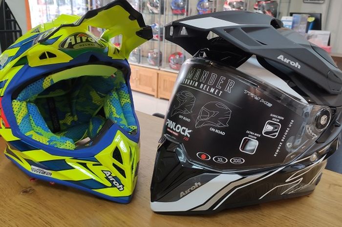 Perbedaan bentuk helm trail dan supermoto terletak pada goggle dan visor.