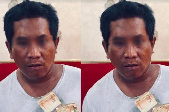Pencuri kotak amal yang diamankan Polsek Kenjeran Surabaya, Senin (14/10/2019).