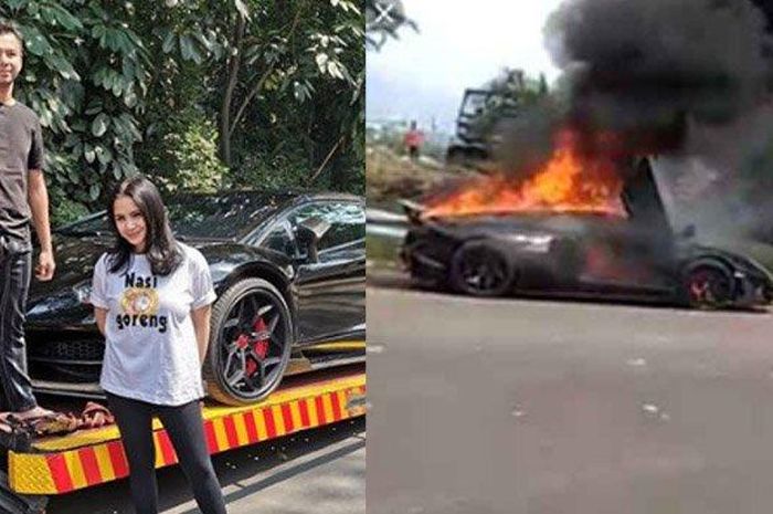 Lamborghini Aventador Raffi Ahmad terbakar di sirkuit sentul