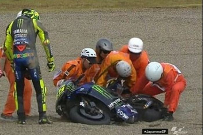 Valentino Rossi usai terjatuh di 4 lap terakhir MotoGP Jepang