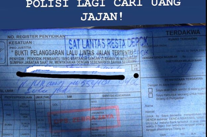 Surat tilang yang dinyinyiri oleh wanita yang enggak terima ditilang