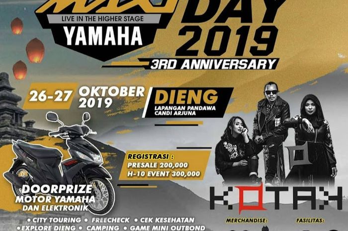 Jangan lupa, besok gelaran MAXI Yamaha Day 2019 akan tiba di Dieng, Jawa Tengah.