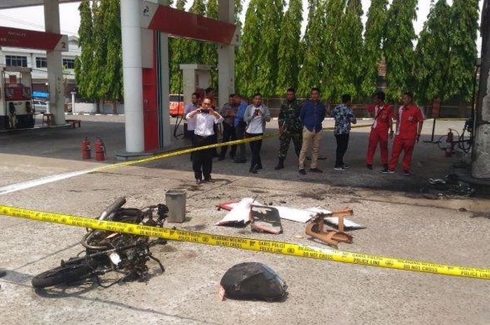 Begini Kronologis Motor Terbakar di SPBU Tamin Versi Petugas SPBU Pemilik Motor Kabur 