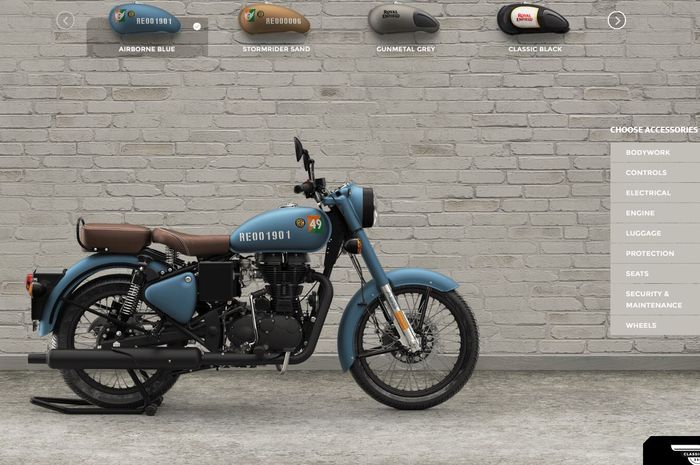 Screenshot fitur online Royal Enfield Motorcycle Configurator