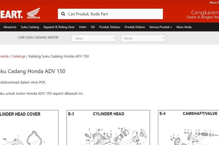 cara mudah mengecek harga spare part motor Honda