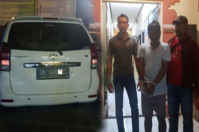 Terduga pelaku yang seorang pengacara bernama Husein ditangkap petugas Polda Bali akibat membawa kabur Toyota Avanza