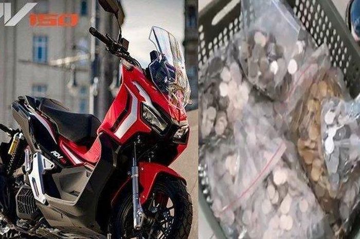 Honda ADV 150 Advance Red dan uang logam sekeranjang untuk beli motor di dealer   