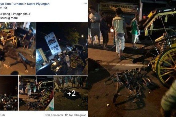 Mobil tabrak andong di Imogiri hingga tersungkur, diduga kuda mengalami patah kaki