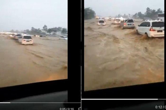 Video saat tol cipali banjir parah