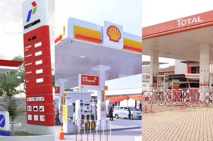 Ilustrasi SPBU Pertamina, Shell dan Total