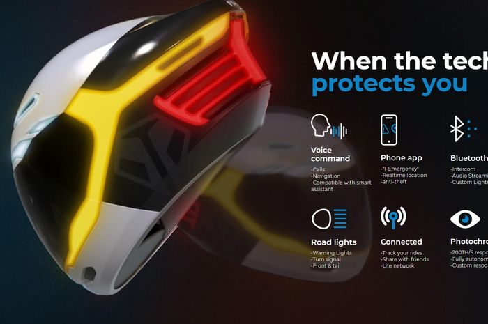 Helm yang punya lampu sein dan rem dari LED.