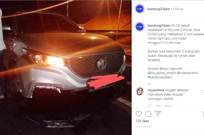 MG ZS kecelakaan di Flyover Cimindi, Cimahi 