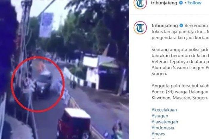 Sebuah Isuzu Panther menabrak pemotor dan seorang polisi