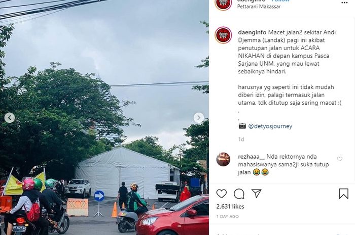 Warga protes akses jalan digunakan untuk tenda pernikahan