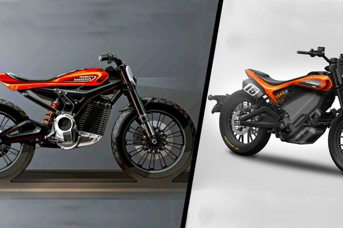 Konsep motor listrik Harley-Davidson bergaya flat tracker 