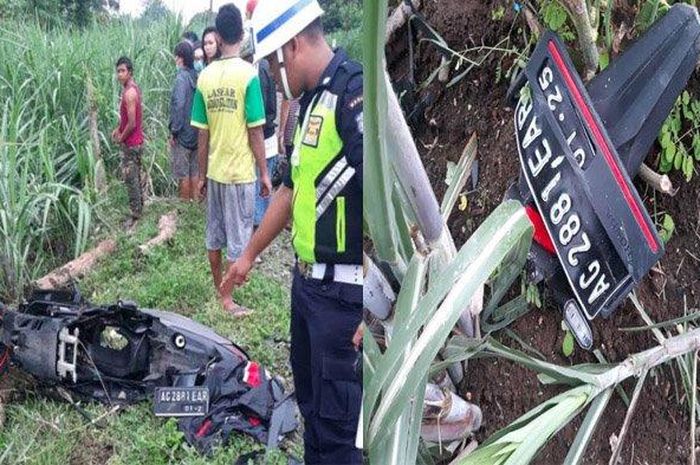 Honda Vario 150 hancur lebur setelah dihantam kereta api