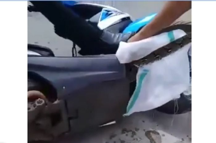 Seekor ular yang sembunyi di dalam bodi Honda BeAT