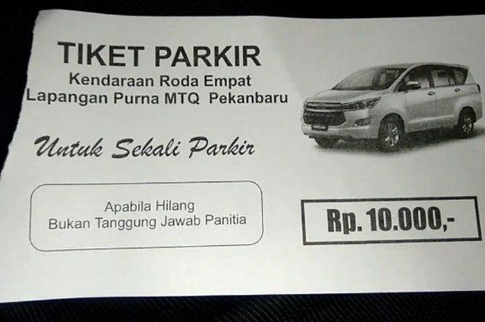 Tiket parkir ilegal bertarif Rp 10 ribu