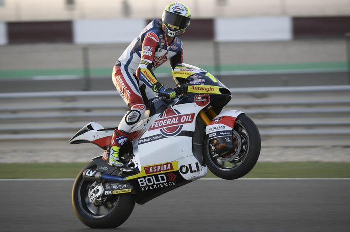 Nicolo Bulega berhasil bawa tim Moto2 'Indonesia' menjadi tercepat ke-3 di tes Moto2 Qatar hari kedua
