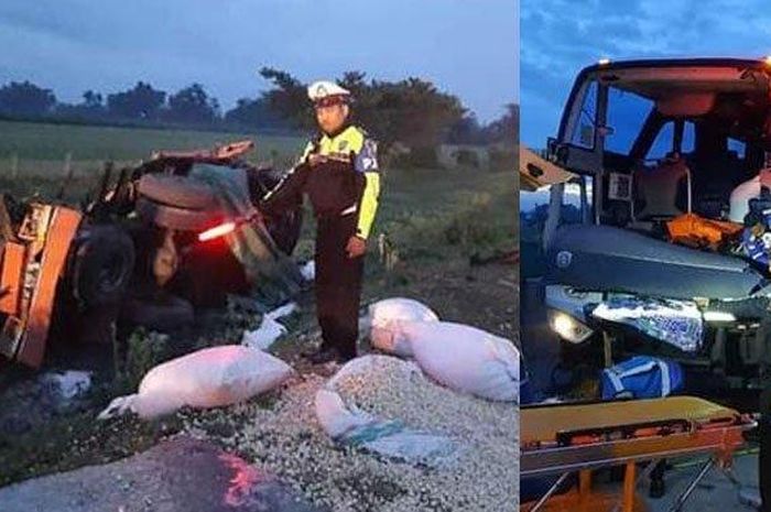 Bus pariwisata PO Mata Trans terjang truk di tol Madiun-Ngawi hingga dua orang tewas tergencet