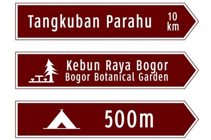 arti warna coklat pada rambu penunjuk jalan di tol