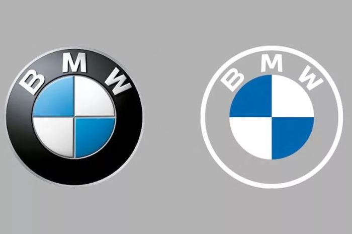 Desain Logo BMW Lama (Kiri) dan Baru (Kanan)