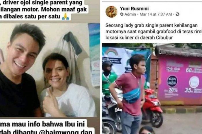 Baim Wong bersama driver ojol wanita yang viral 