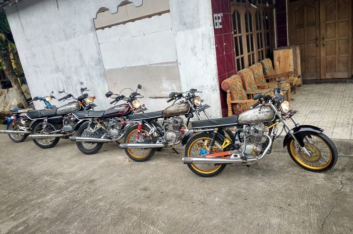 Honda CB100, Honda GL100 dan Honda C70 di basecamp Honda CB100 Klaten