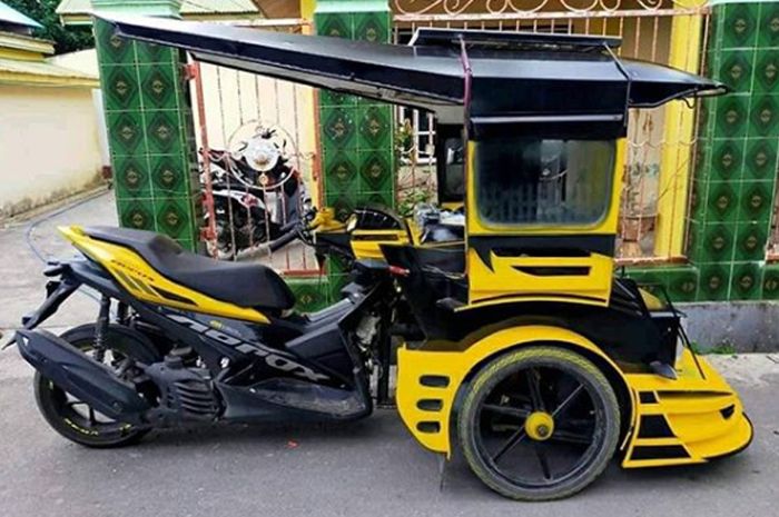 Yamaha Aerox dimodifikasi jadi becak