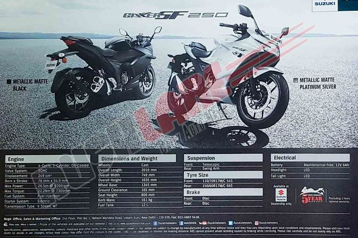 Spesifikasi dan pilihan warna Suzuki Gixxer SF 250 BS6