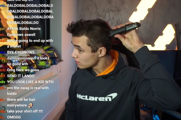 Lando Norris penuhi janji untuk membotaki rambutnya setelah berhasil mengumpulan 12 ribu dolar untuk tangani Covid-19
