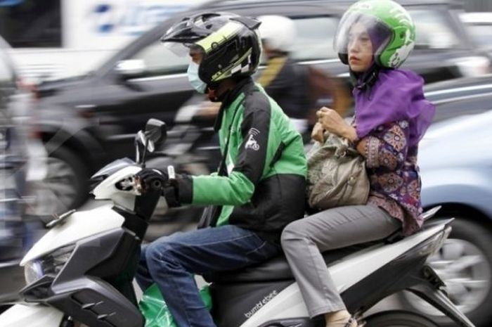 Ilustrasi pengendara ojek online tak boleh bawa penumpang selama PSBB berlaku di Jakarta