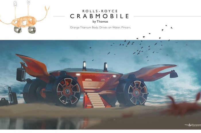 Rolls-Royce Crabmobile, ilustrasi yang dibuat ulang dari coretan anak-anak