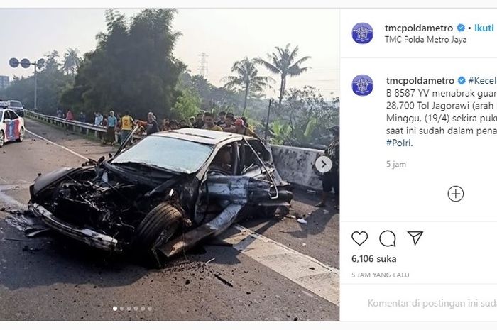 BMW terlibat kecelakaan di Tol Jagorawi Minggu (19/4) pagi