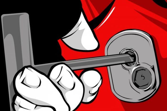 Ilustrasi maling sepeda motor. 