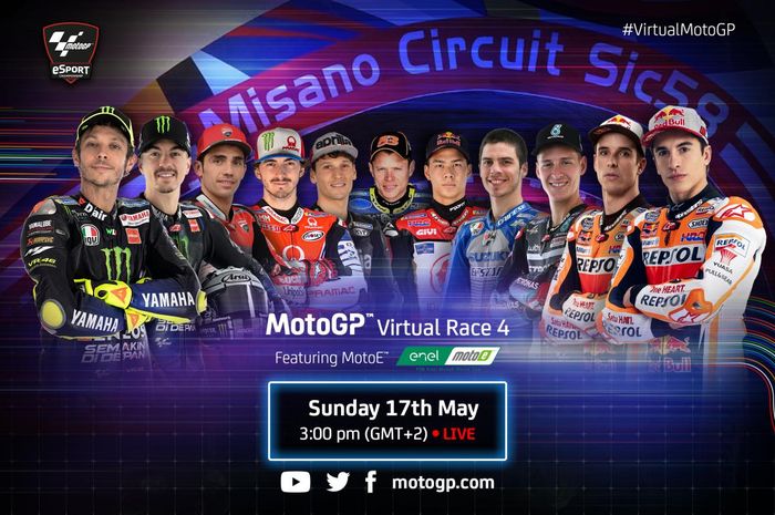 Kabar baik, Valentino Rossi kembali ngegas di MotoGP Virtual Race IV, Minggu (17/5/2020) berlokasi di sirkuit Misano