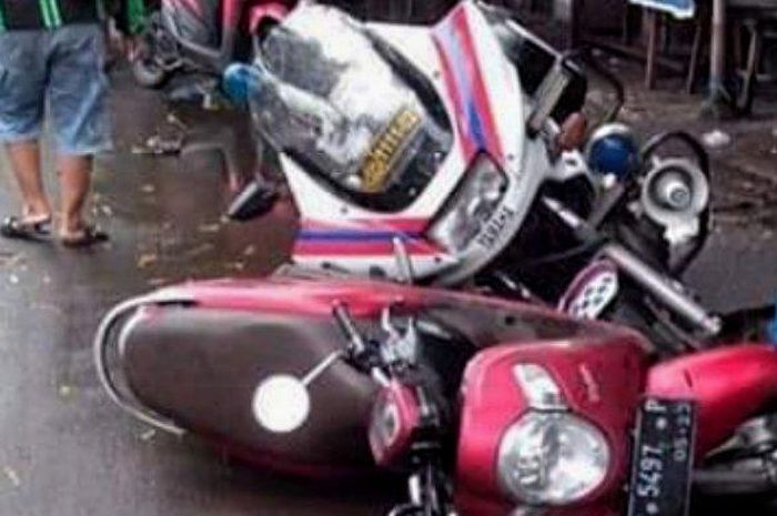 Motor voorijder polisi yang menabrak motor seorang guru di Mojokerto  