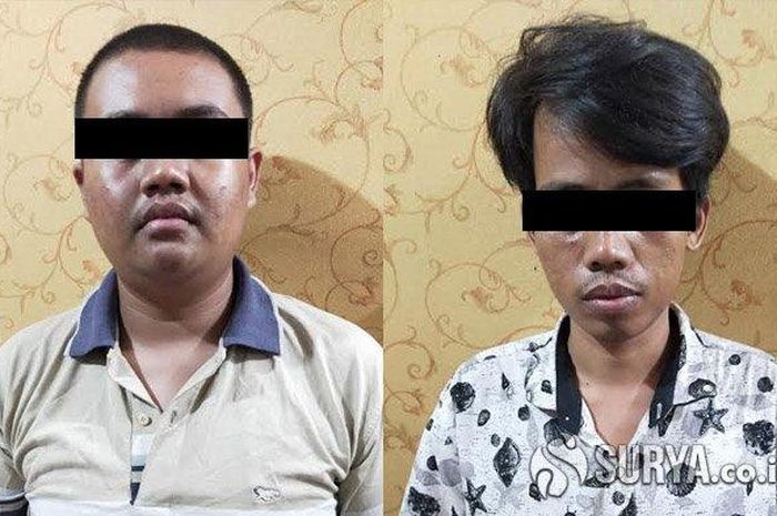Kedua tersangka pencurian sepeda motor di Pasar Kembang Surabaya pada Rabu (3/6/2020) malam diamankan Polsek Sawahan Surabaya. 